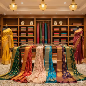 A store of designer silk saree for marriage and other events