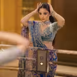 Premium Chinon Saree with Real Mirror Work