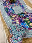 Premium Chinon Saree with Real Mirror Work