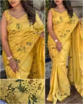 Elegant Woman Cotton Saree with Intricate Threadwork Motif