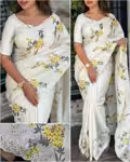 Elegant Woman Cotton Saree with Intricate Threadwork Motif