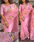 Elegant Woman Cotton Saree with Intricate Threadwork Motif