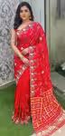 Red Wedding Silk Saree with Traditional Pitta Hand Work