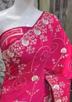 Red Wedding Silk Saree with Traditional Pitta Hand Work