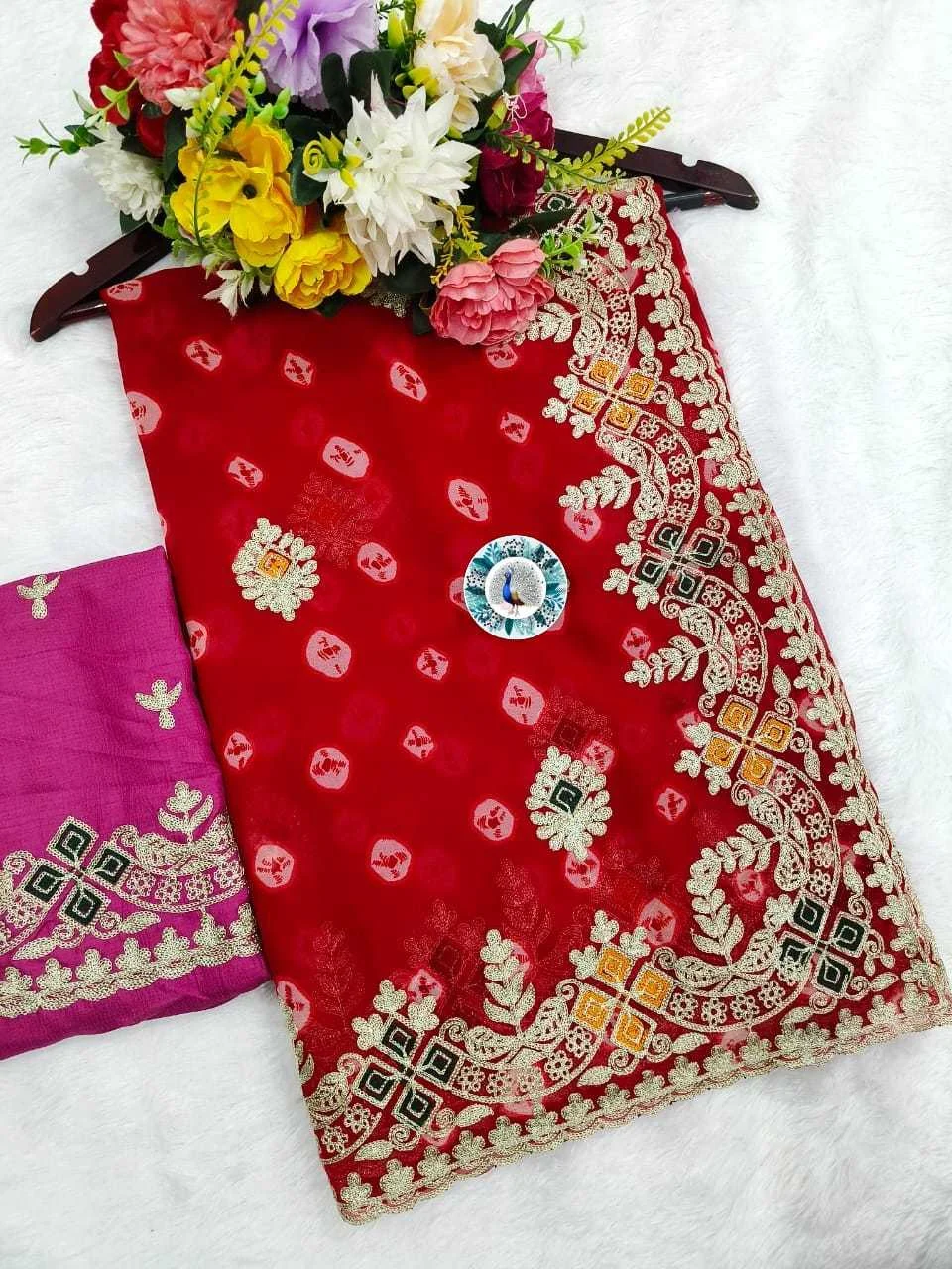 Festive Collection - Georgette Bandhani Bandhej Saree With Blouse