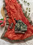 Saree with Ready Made Blouse and Royal Border Artistry