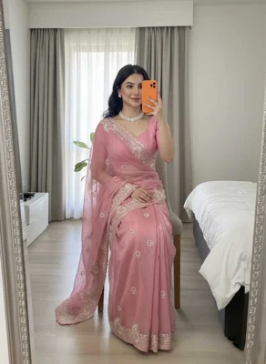 Satin Silk - Designer Party Wear Saree