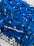 Satin Saree Material with All Over Embroidery Butta