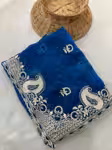 Satin Saree Material with All Over Embroidery Butta