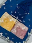 Satin Saree Material with All Over Embroidery Butta