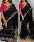 Crystal Rangoli Silk Saree with Rich Coding & Sequin Work