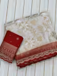Exclusive Red White Bengali Saree in Luxury Dola Silk