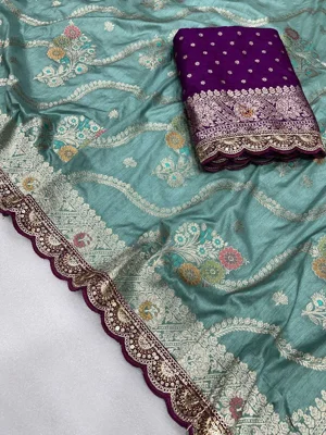 Dola Silk - Zari Border Silk Sarees Embroidered Silk