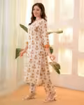 Elegant Kurti Pant Set for Women with Delicate White Lace
