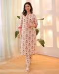 Elegant Kurti Pant Set for Women with Delicate White Lace