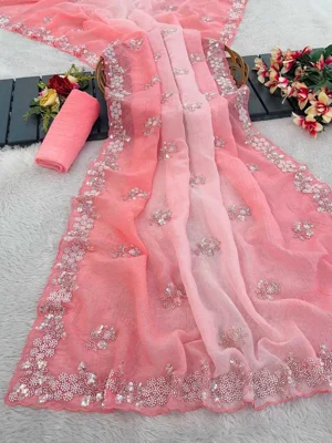 Crush Silk - Festive Collection - Designer Saree with Blouse and Pallu work