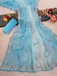 Soft Silky Pastel Colors Saree with Cutdana Embroidery