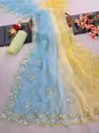 Soft Silky Pastel Colors Saree with Cutdana Embroidery
