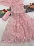 Soft Silky Pastel Colors Saree with Cutdana Embroidery