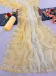 Soft Silky Pastel Colors Saree with Cutdana Embroidery
