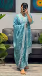 Elegant Sky Blue Embroidery Kurti with Detailed Zari Borders