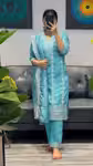 Elegant Sky Blue Embroidery Kurti with Detailed Zari Borders