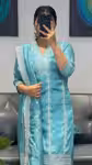 Elegant Sky Blue Embroidery Kurti with Detailed Zari Borders