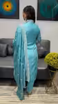 Elegant Sky Blue Embroidery Kurti with Detailed Zari Borders