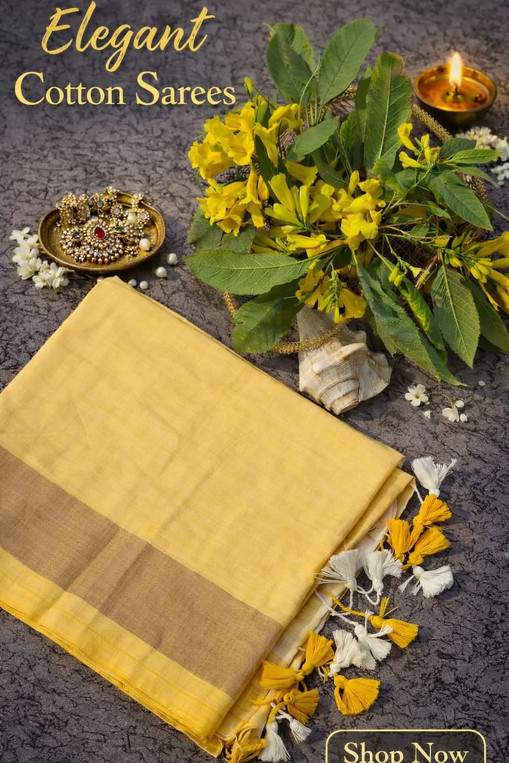 Mul Cotton - White Saree