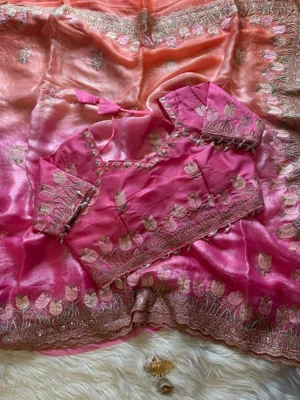 Sattin Silk - Designer Saree with embroidery work