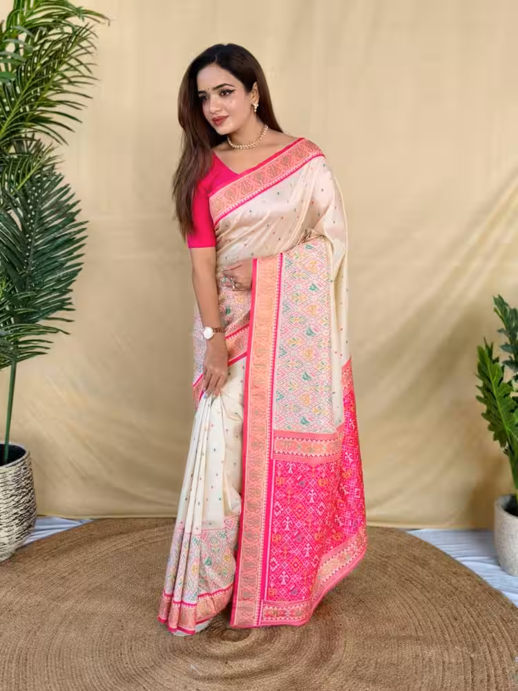 Sophisticated Off White Silk Saree with Blouse for Every Event