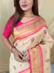 Exquisite Cream Tissue Silk Saree with Contrast Blouse