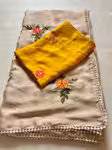 Floral Saree with Mirror Work and Designer Lace Border