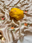 Floral Saree with Mirror Work and Designer Lace Border