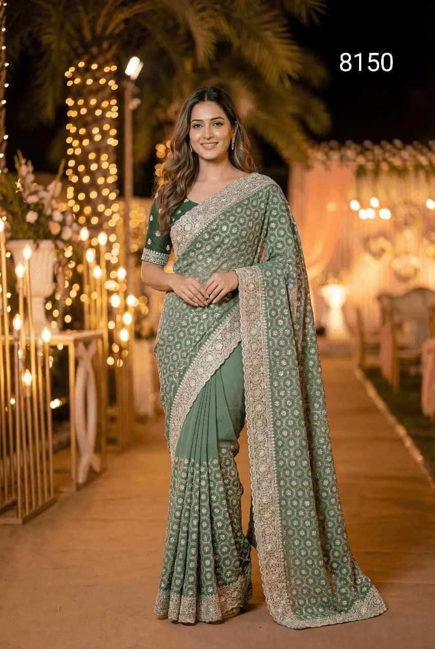 Vichitra Silk - Full Heavy Zari Embroidery work