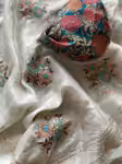 Luxury Women Chiffon Saree in Pristine Off White