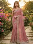 Designer Soft Silky Saree with Zarkan Stone Work