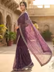 Wine color saree in net