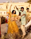 Stylish haldi yellow lehenga with mirror work