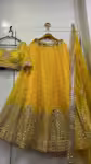 Stylish haldi yellow lehenga with mirror work