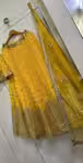 Stylish haldi yellow lehenga with mirror work