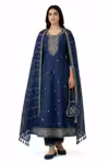 Traditional blue anarkali suit embroidered for parties