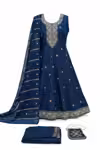 Traditional blue anarkali suit embroidered for parties