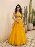 Stunning georgette yellow lehenga for haldi