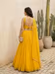 Stunning georgette yellow lehenga for haldi