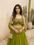 Elegant green lehenga for mehendi with multi thread work