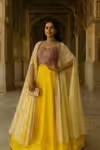 Front view of Indo Western Haldi Lehenga Set
