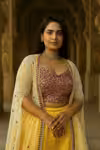 Front view of Indo Western Haldi Lehenga Set