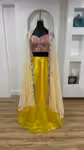 Front view of Indo Western Haldi Lehenga Set