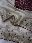 Off White party wear fancy saree - zari sequence embroidery
